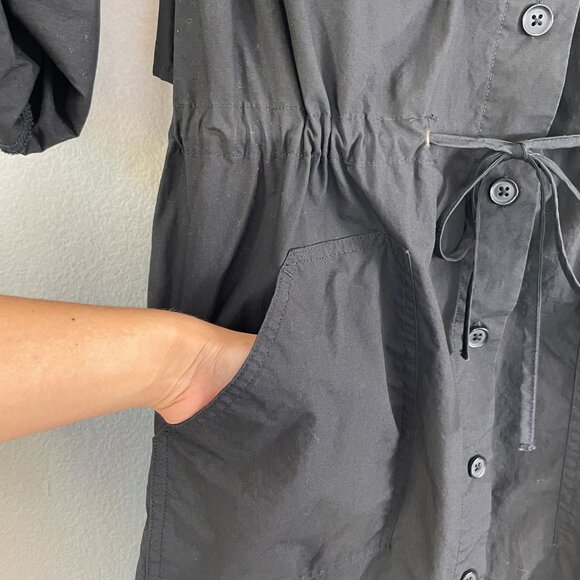 Banana Republic Womens Small Black Trench Back Shirt Dress Roll Tab Sleeve - Picture 11 of 16